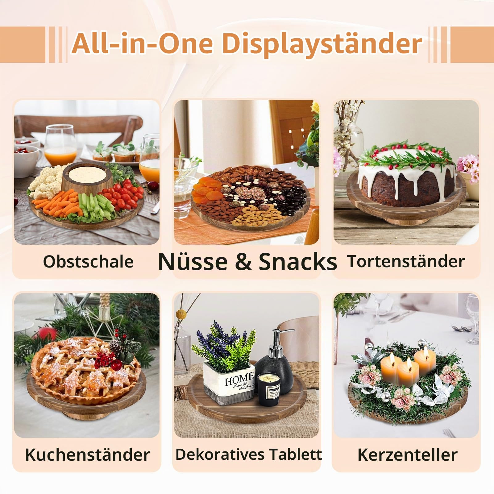 NUPTIO Tortenständer Cupcake Ständer Hochzeit: 3er Set Hochzeitstortenständer Tortendeko Rund Deko Hochzeitstorte für Torten Lebensmittel Holz Party Geschenk Multifunktionale