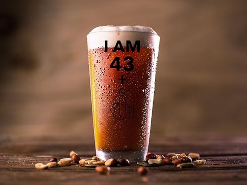Miniatura 5 de Vaso de cerveza con texto en inglés "Happy Birthday" "I Am 43 Plus 1 vaso de cerveza de 16 onzas, divertido vaso de cerveza de dedo medio para