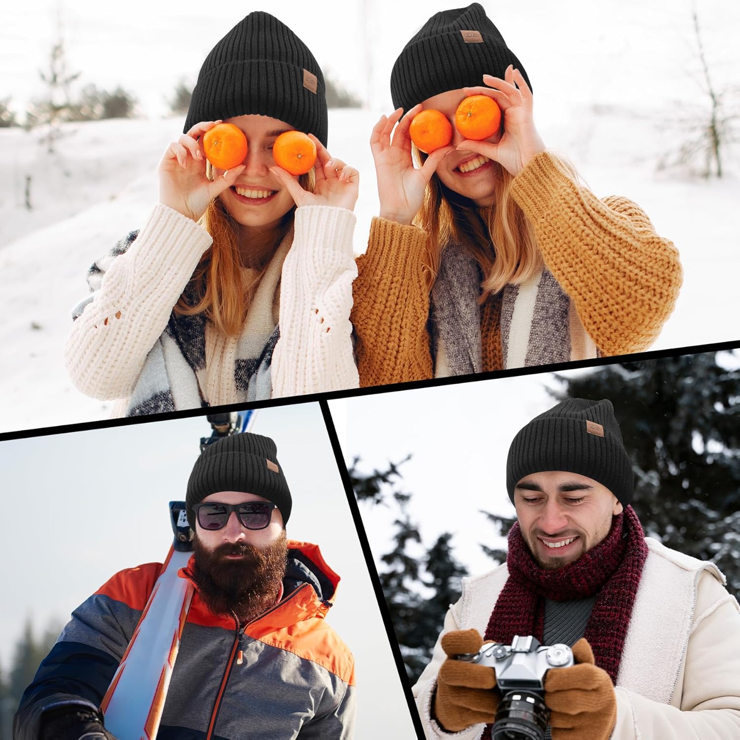 Oversized XXL Beanie Hat for Big Heads 23.6"-25.6", Large Thick Warm Fleece Lined Knit Winter Ski Hats for Men Women - Image 7