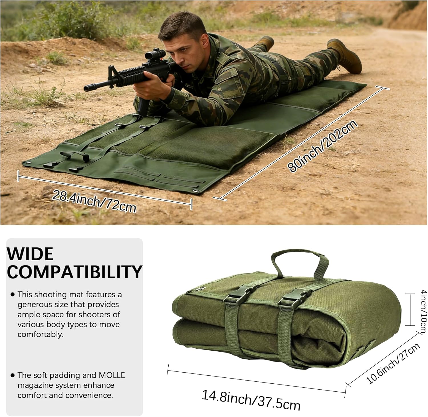 Shooting Mats Prone Padded - Large Foldable Portable Waterproof Shooting Pad Mat for Range Shooting and Hunting