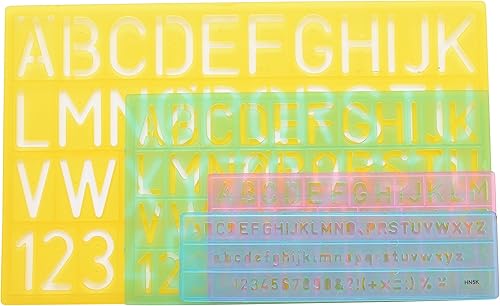 Miniatura 3 de Westcott LetterCraft - Juego de normógrafo de plástico, 4 piezas (02145), Variados