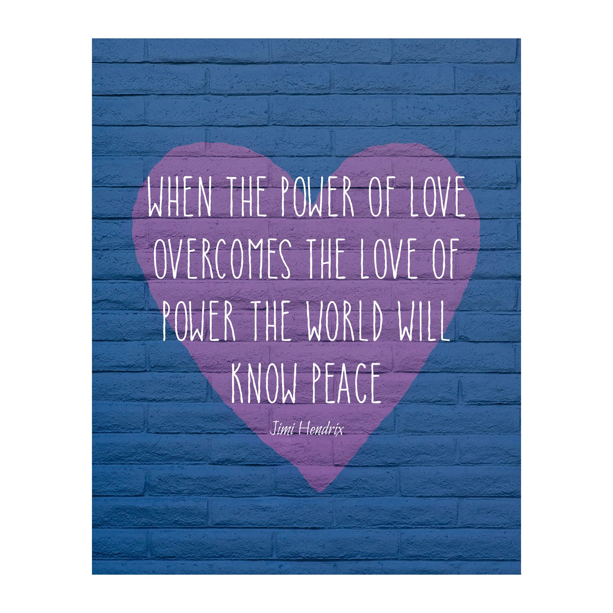 AMERICAN LUXURY GIFTS Jimi Hendrix 'Love of Power' Quote - Iconic Music Legend Typography Wall Art - Studio Office Home Decor for Music Lovers - 8x10