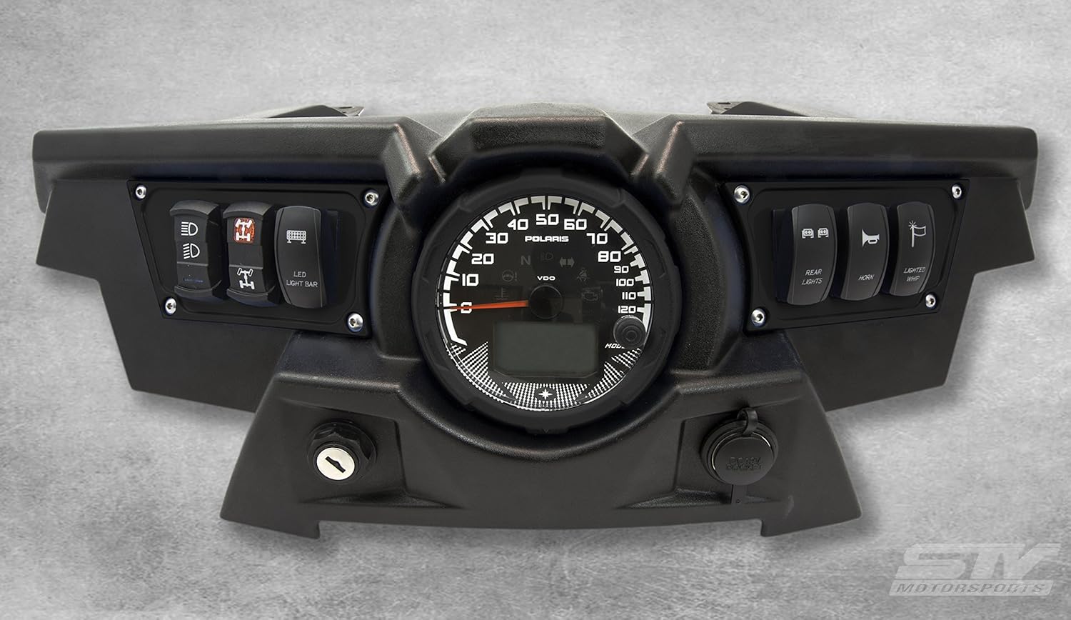STVMotorsports Custom Aluminum Black Dash Panel for 2015-2018 Polaris RZR XP 900 with 4 Laser Rocker Switches Included