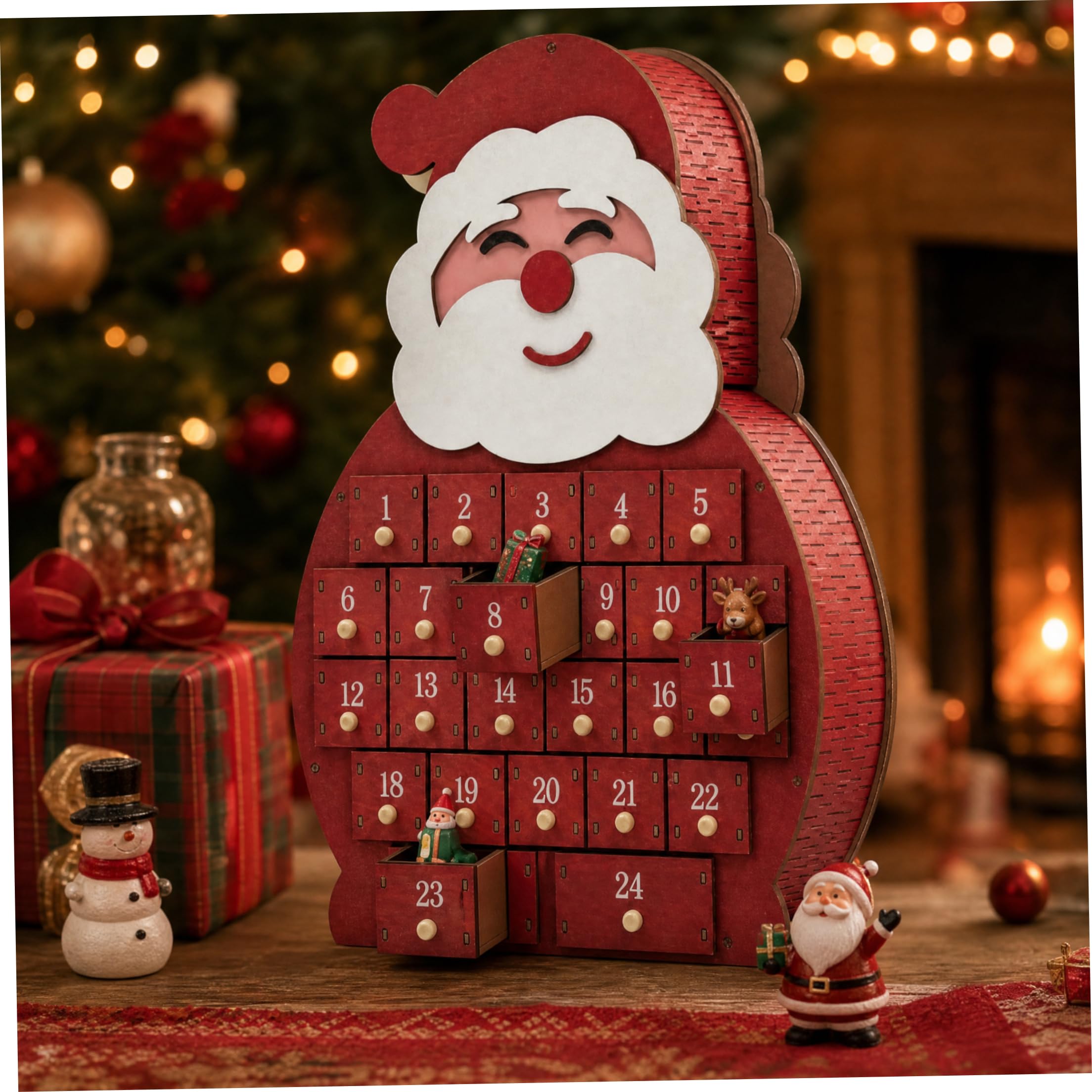 Calendario dell'Avvento vuoto, ornamento natalizio fai da te a 24 griglie, Babbo Natale