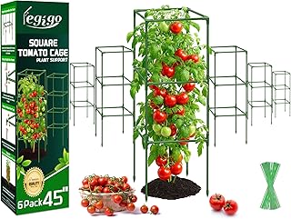 Legigo 6 Pack Square Tomato Cages- 45 Inch Heavy Duty Tomato Trellis for...