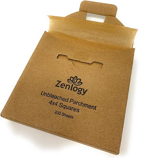 Zenlogy 4x4 (200 Sheets) Unbleached Parchment Paper Squares