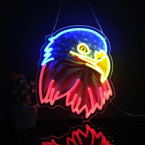 Bald Eagle Neon Sign,Innovative Integral Forming Process,With Dimmable Switch For A...