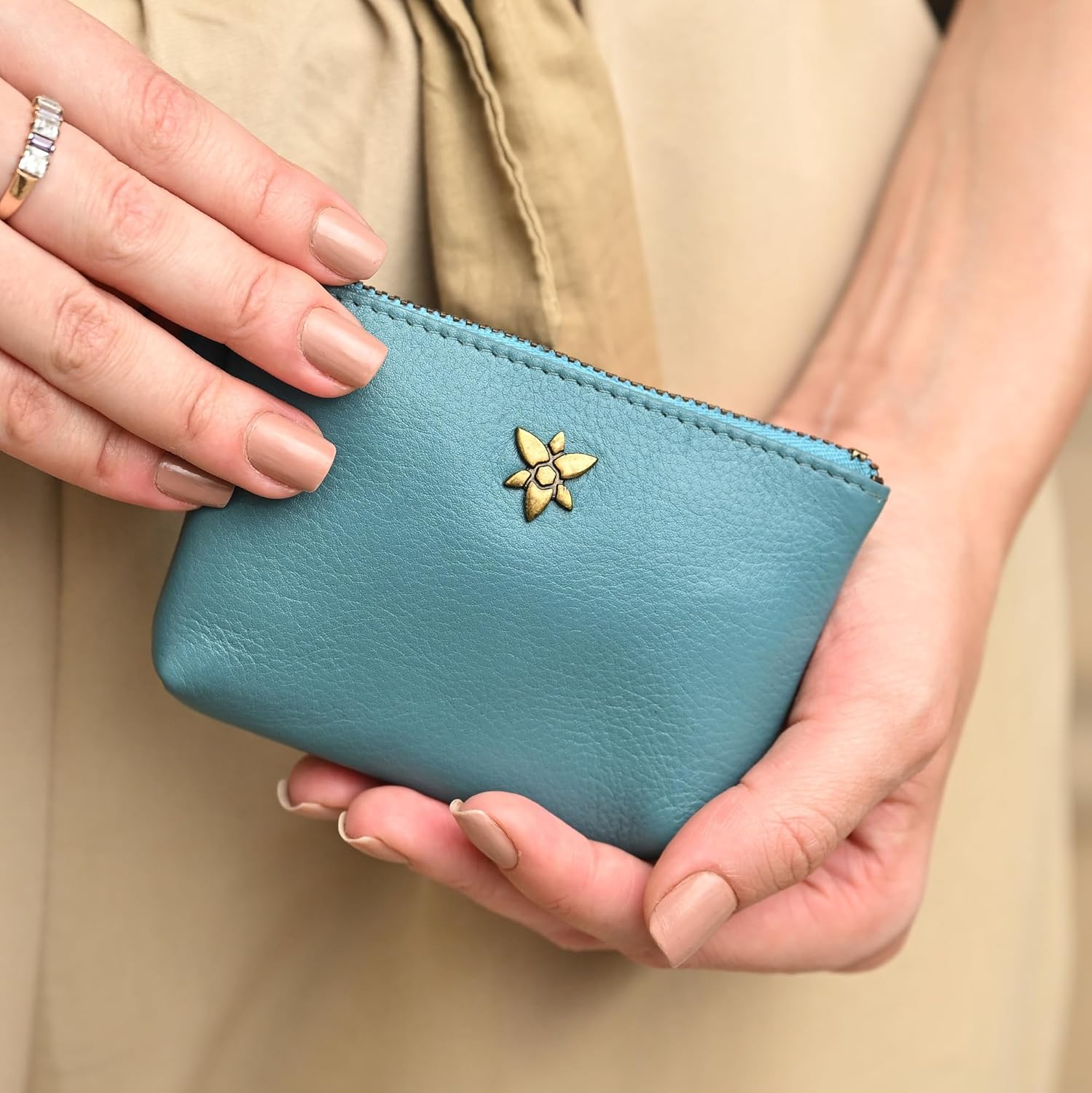 Anna by Anuschka Heritage Collection Women's Genuine Leather Coin Pouch - Heritage Turquoise