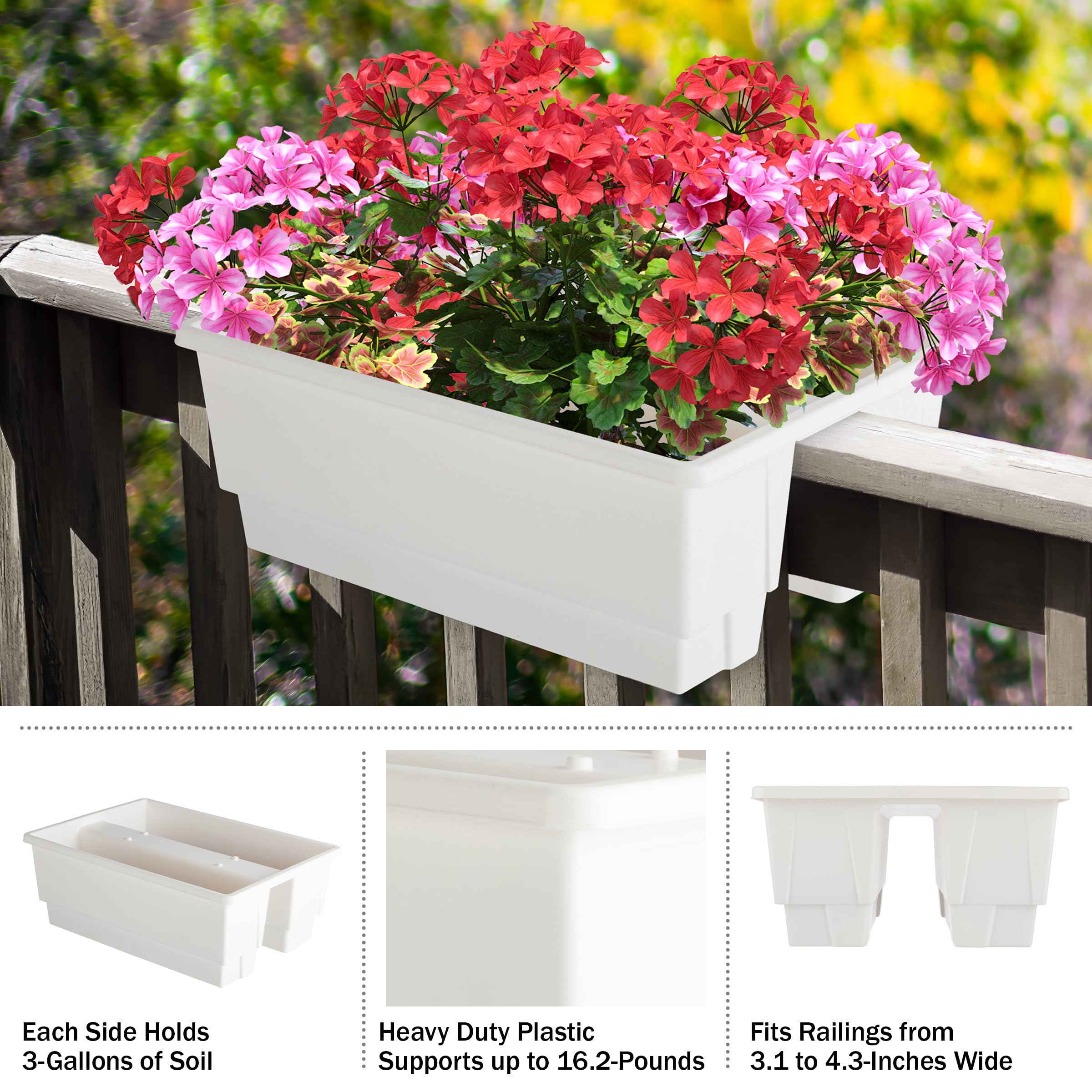 Side Railing Planters Top Of Deck Railing Planters Pure Garden 20.75 Inch Railing Planter