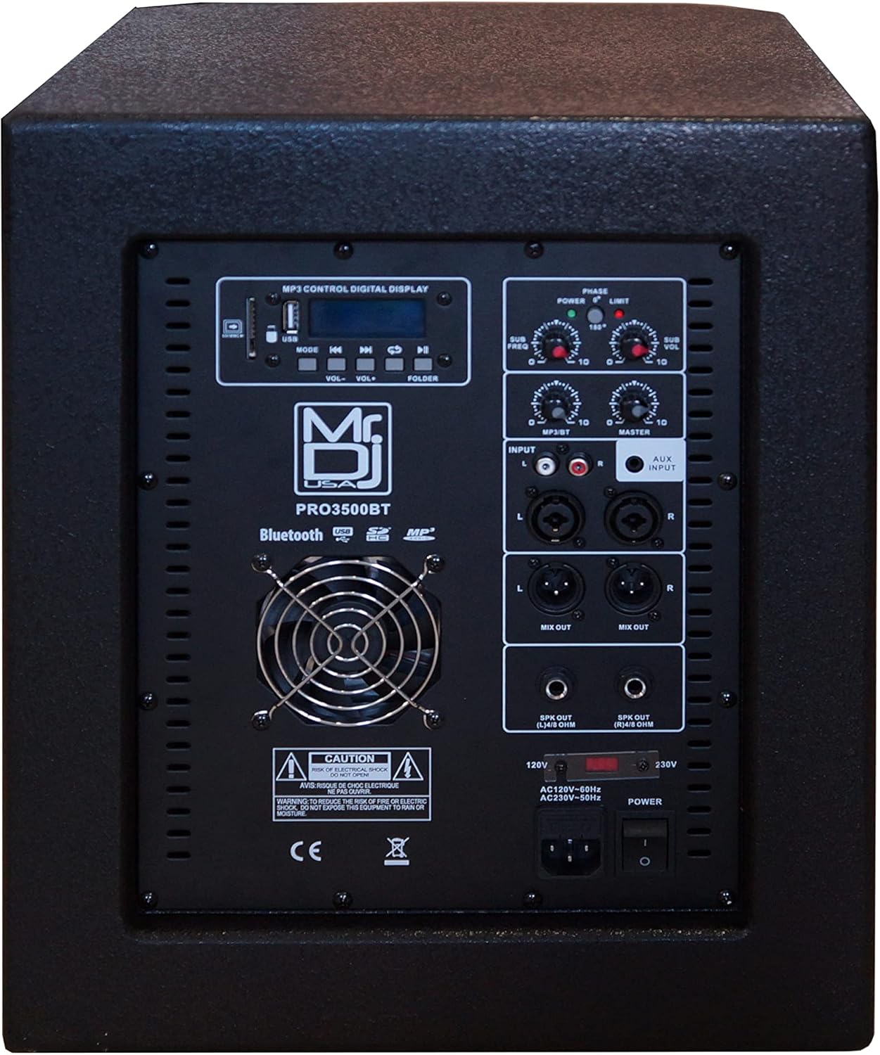 mr dj pro3500bt 12 3500w professional series activepre amplified subwoofer built in bluetooth usb reader card