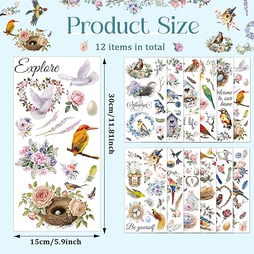 Miniatura 2 de 12 hojas de calcomanías para decoración de otoño con hojas de arce y calabaza, transferencia de girasol, calcomanías para muebles de madera y