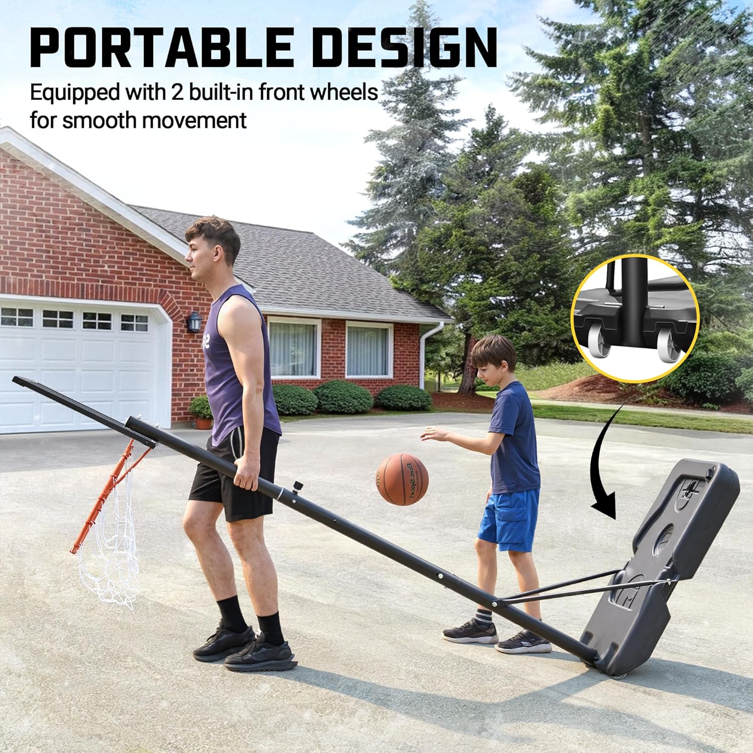 Aimking Basketball Hoop Outdoor 3.3-10FT 5s-Rapid-Adjustable, 40 inch Shatterproof Backboard Enlarged Base, Portable Basketball Hoop Goal Gift for Kids/Teenagers/Youth in Backyard/Driveway/Indoor