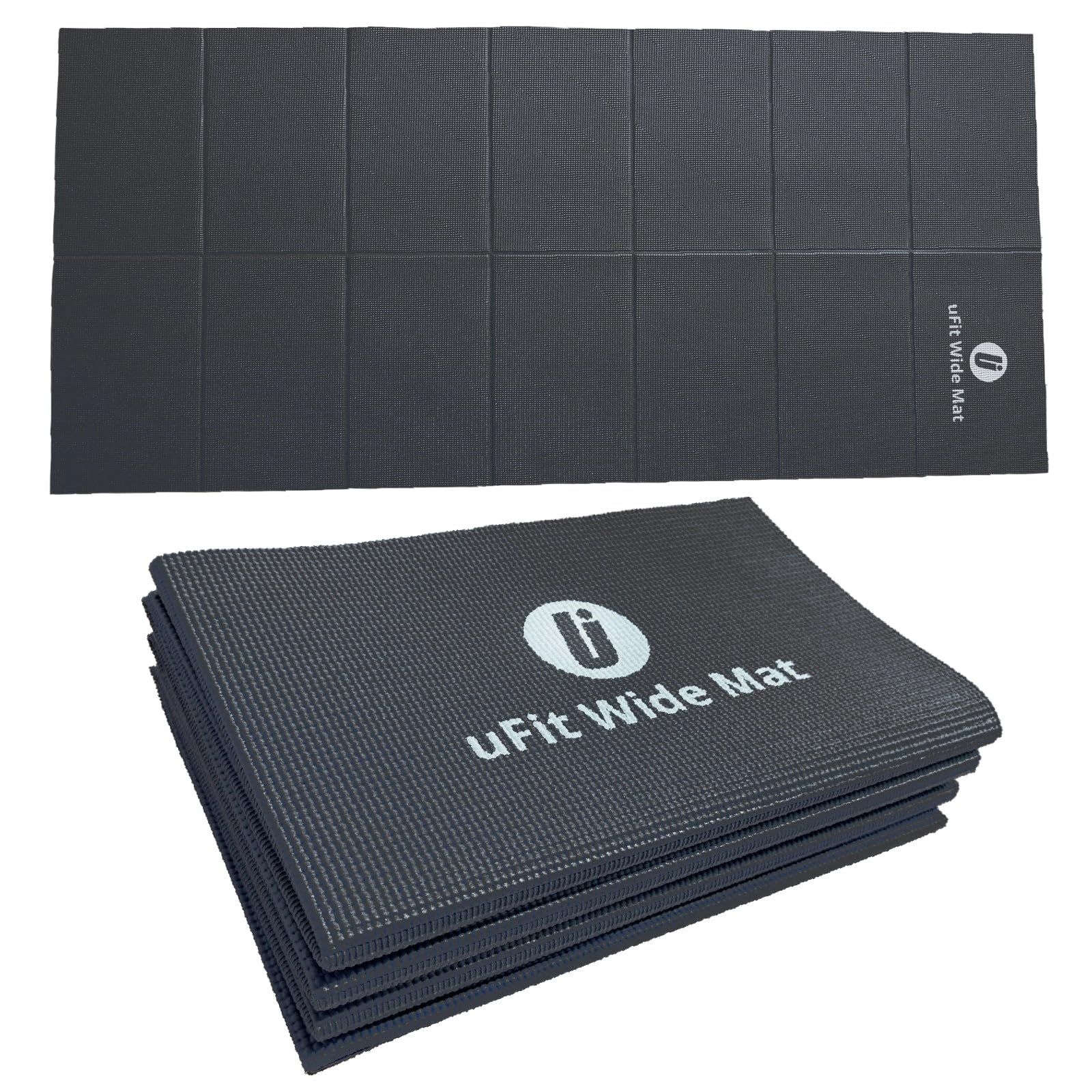 【日本国内メーカー】uFit Widemat ワイドマット ヨガマット 折りたたみ 幅広 大きめ 6mm 痛くない 滑らない 90cm×200cm プロアスリート 水谷隼 愛用 PVC 洗える 臭くない 低反発 持ち運び (ブラック)