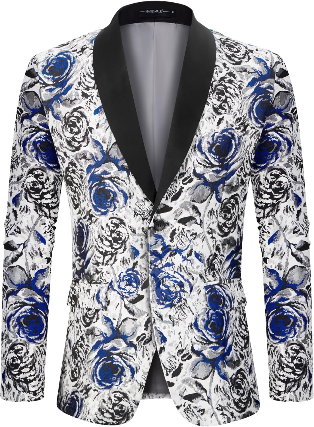 MAGE MALE Men’s Floral Blazer Two Button Dress Party Suit Jacket Notched Lapel Slim Fit Stylish Top