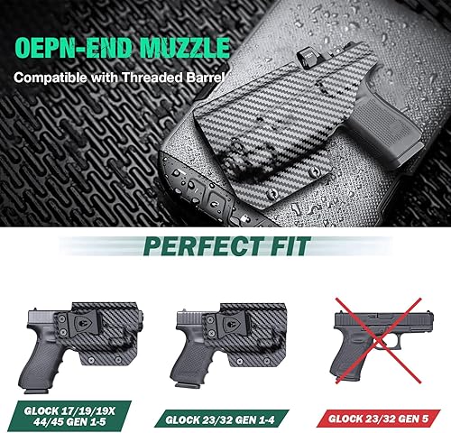 Miniatura 2 de WARRIORLAND IWB - Funda Kydex de Corte Óptico Compatible con Glock 17 19 19X 44 45 Gen 3-5 y G23 32 Gen 3-4 TLR-8TLR-8A, Porta Interior en la