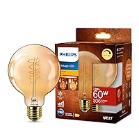 Philips Lampadina vintage Amber Spiral G95, dimmerabile