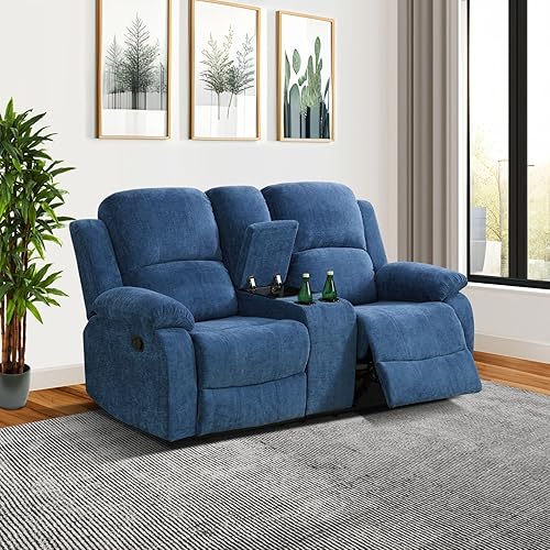 Miniatura 7 de Plithzy Juego de sofá reclinable, muebles de sala de estar, juego de sofá reclinable de tela de microfibra, juego de sofá reclinable con portavasos
