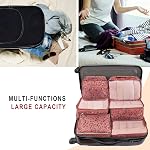 Vercord 7 Set Travel Packing Organizers Cubes Mesh Luggage Cloth Bag Cubes with Bra Underwear Cube and Shoe Pouch Pink Leopard