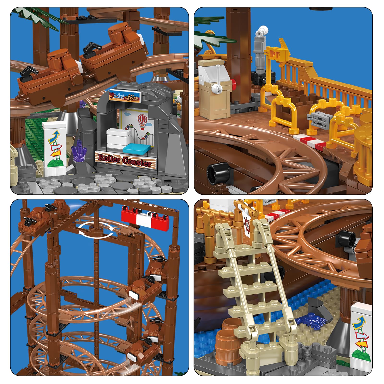 Mould King 11013 Technology Roller Coaster Building Kit, grandi montagne russe a doppia elica con motori Set di blocchi da costruzione, modello di sottobicchiere ad anello tecnico con morsetto per