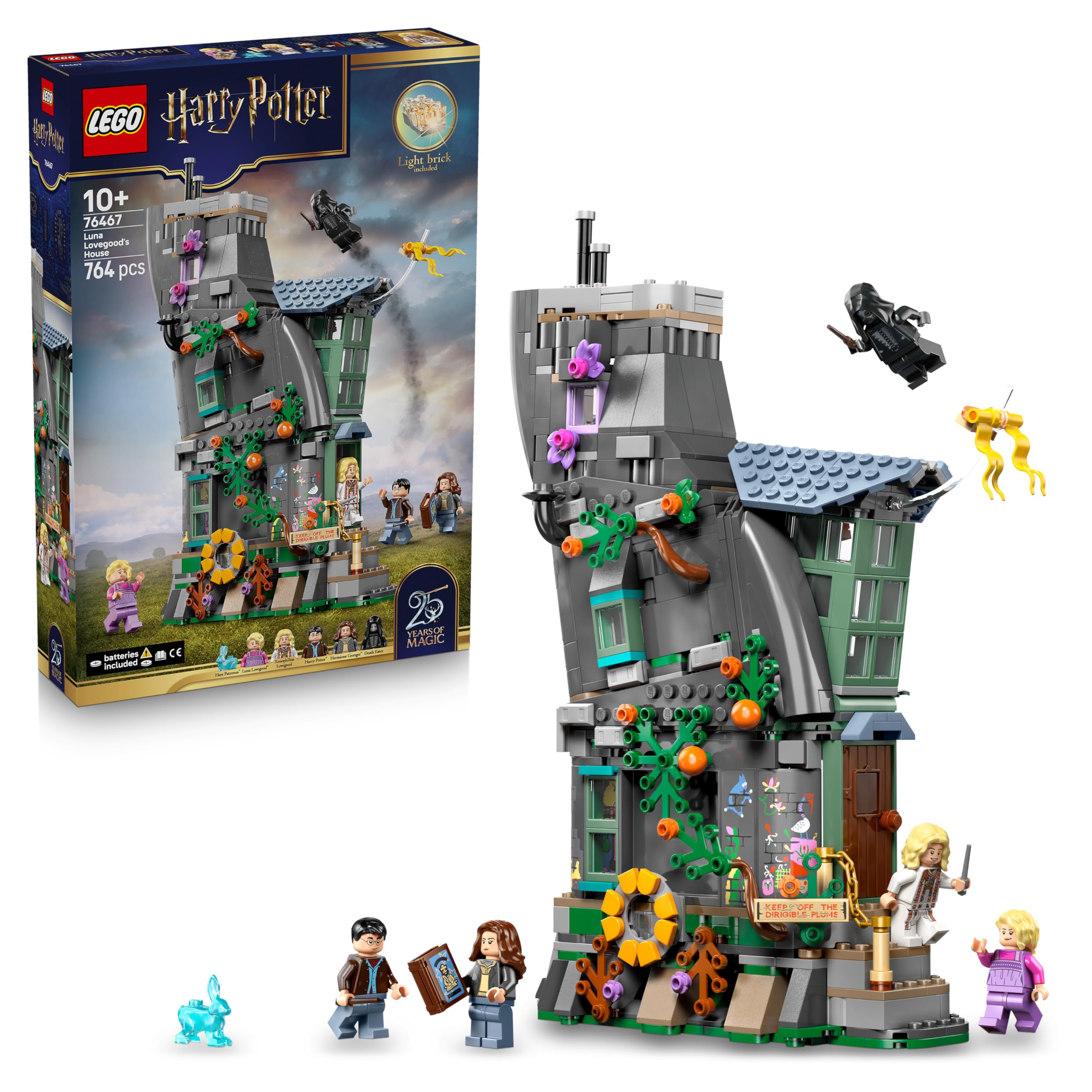 LEGO Harry Potter Luna Lovegood's House Toy - DIY Miniature Model Kit w/a Light Brick & 5 Minifigures - Bedroom Decor Idea - Gift for 10+ Year Old Girls, Boys & Fans - 76467