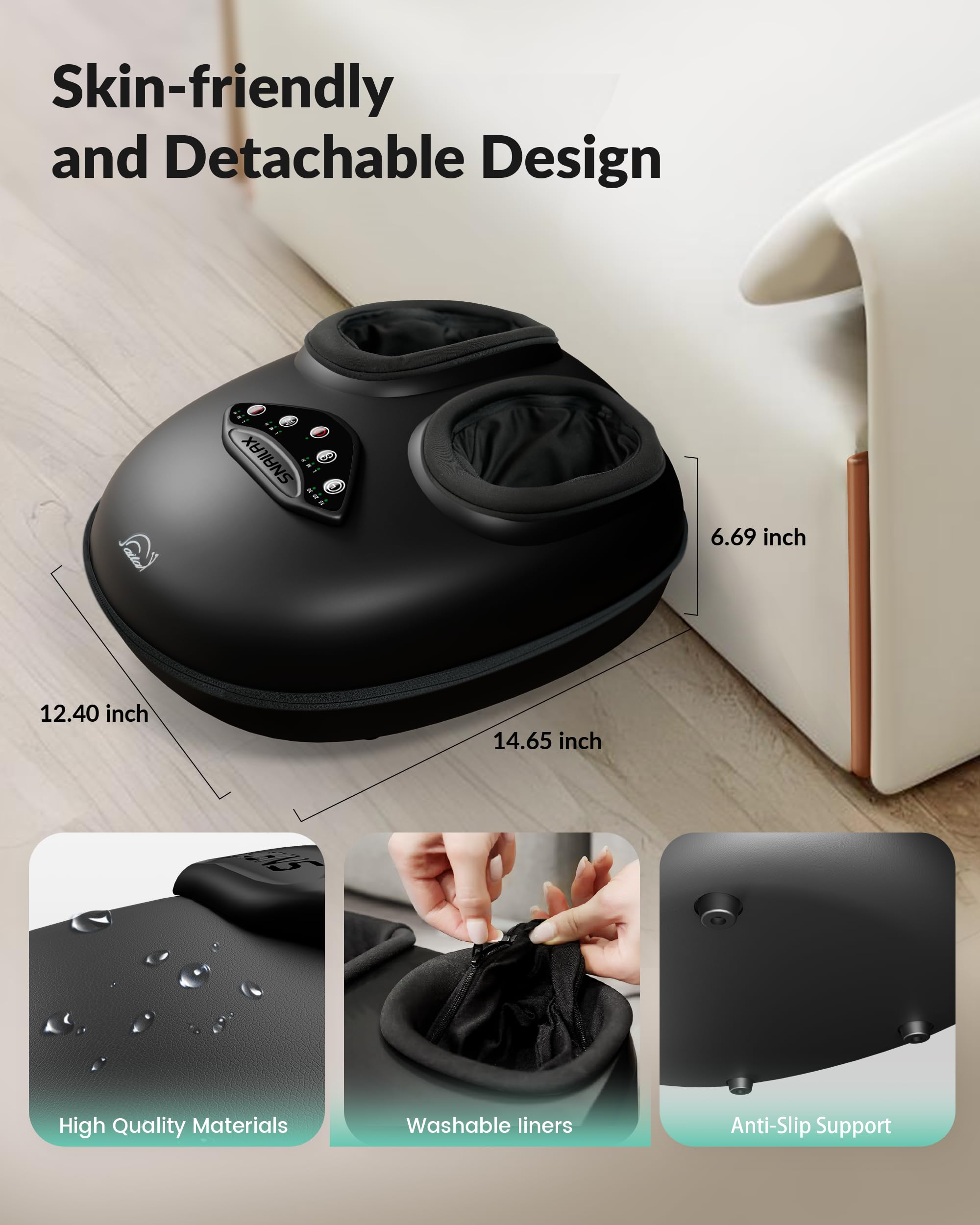 Snailax Masajeador de pies con calor, masajeador de pies Shiatsu para relajación, amasamiento profundo, compresión, masaje de pies con vibración, regalos para hombres mujeres