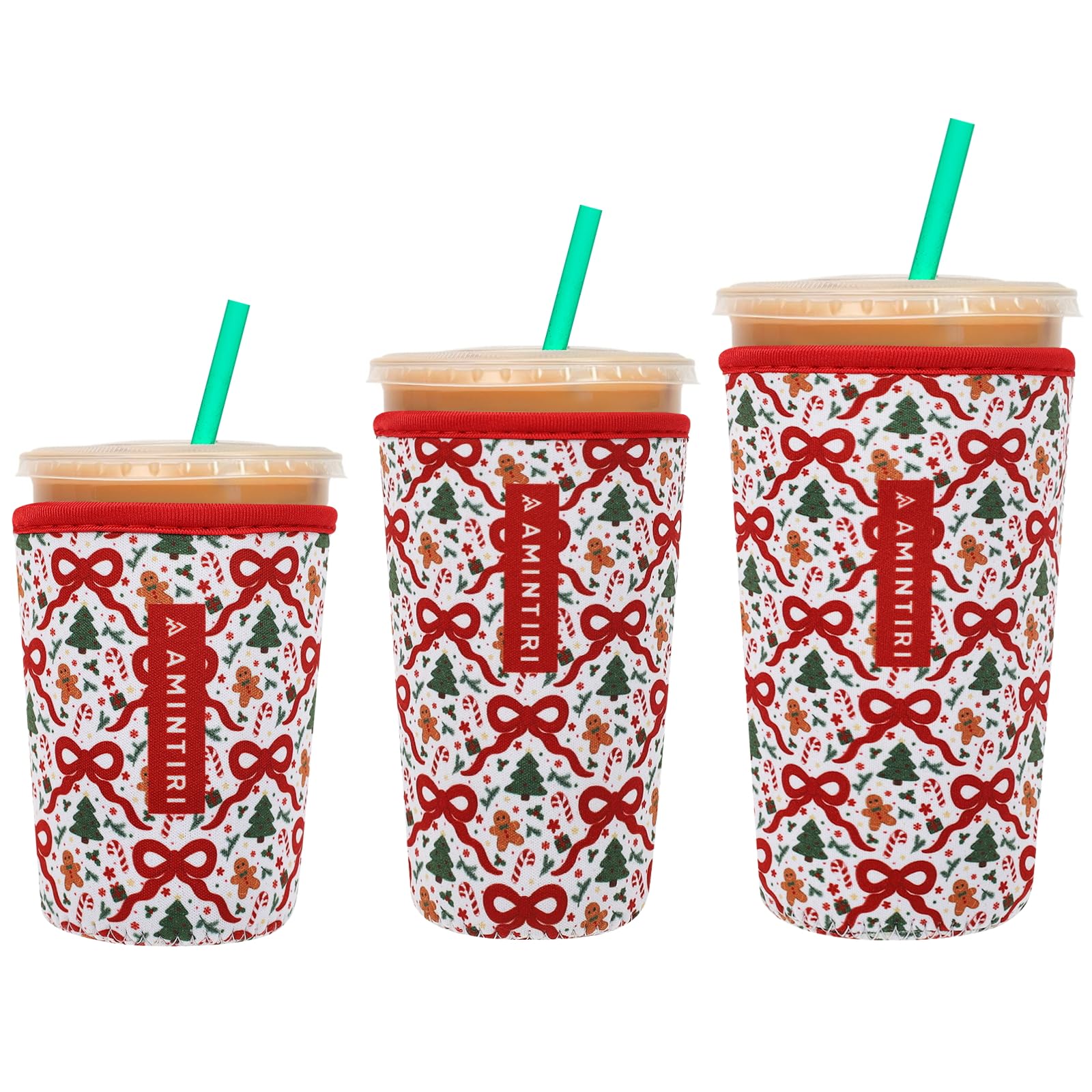 3 Pack Reusable Insulator Neoprene Sleeve for Iced Coffee &amp; Cold Soda