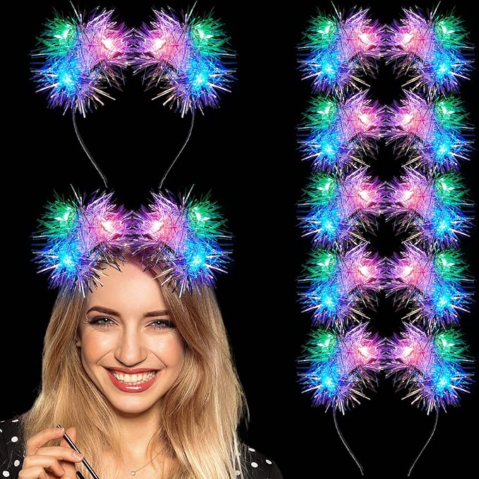 Juexica 6 Pieces Light up Cat Ears Headband Rave