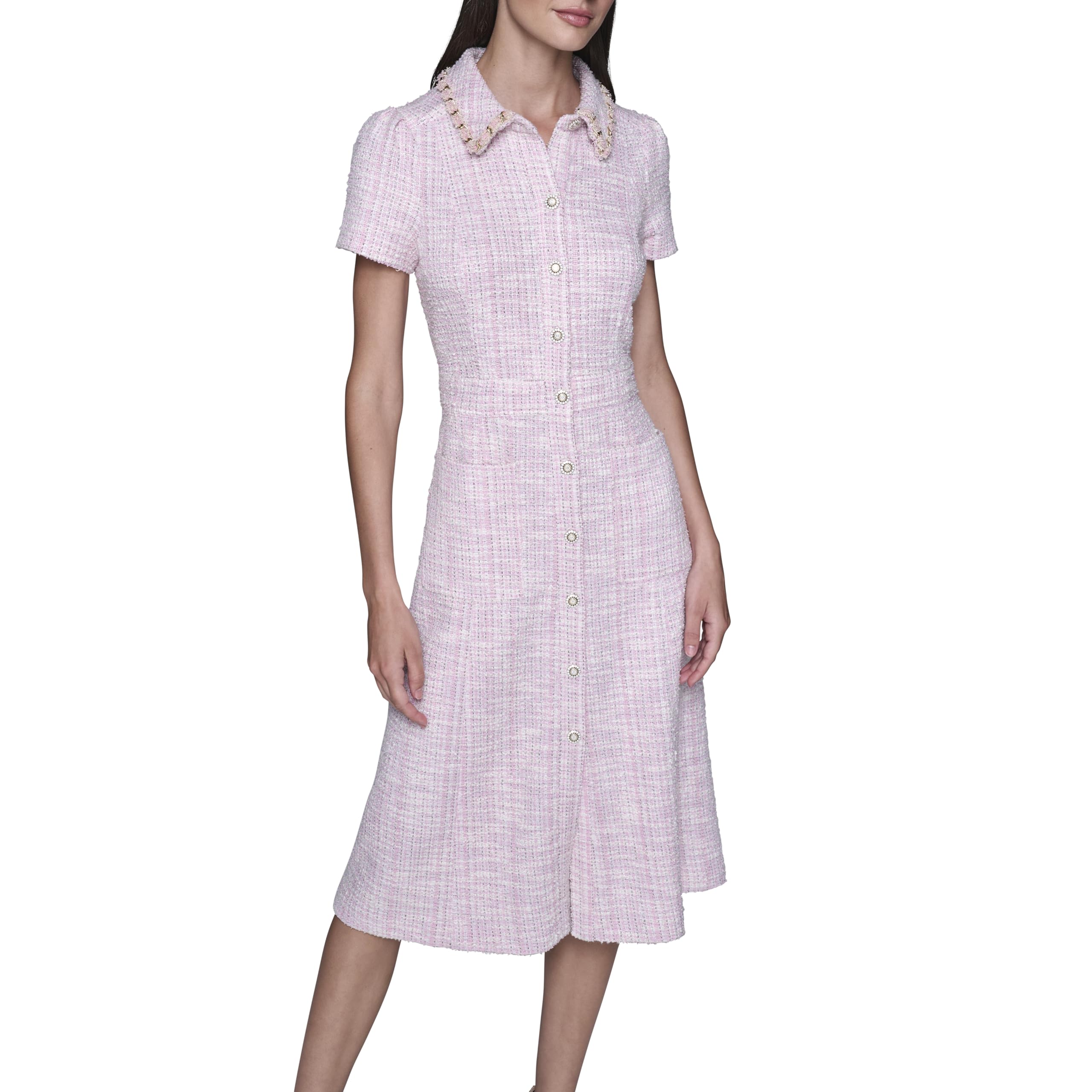 Photo 1 of KARL LAGERFELD Paris Women's Dress, Prism Pink Soft White Multi, S