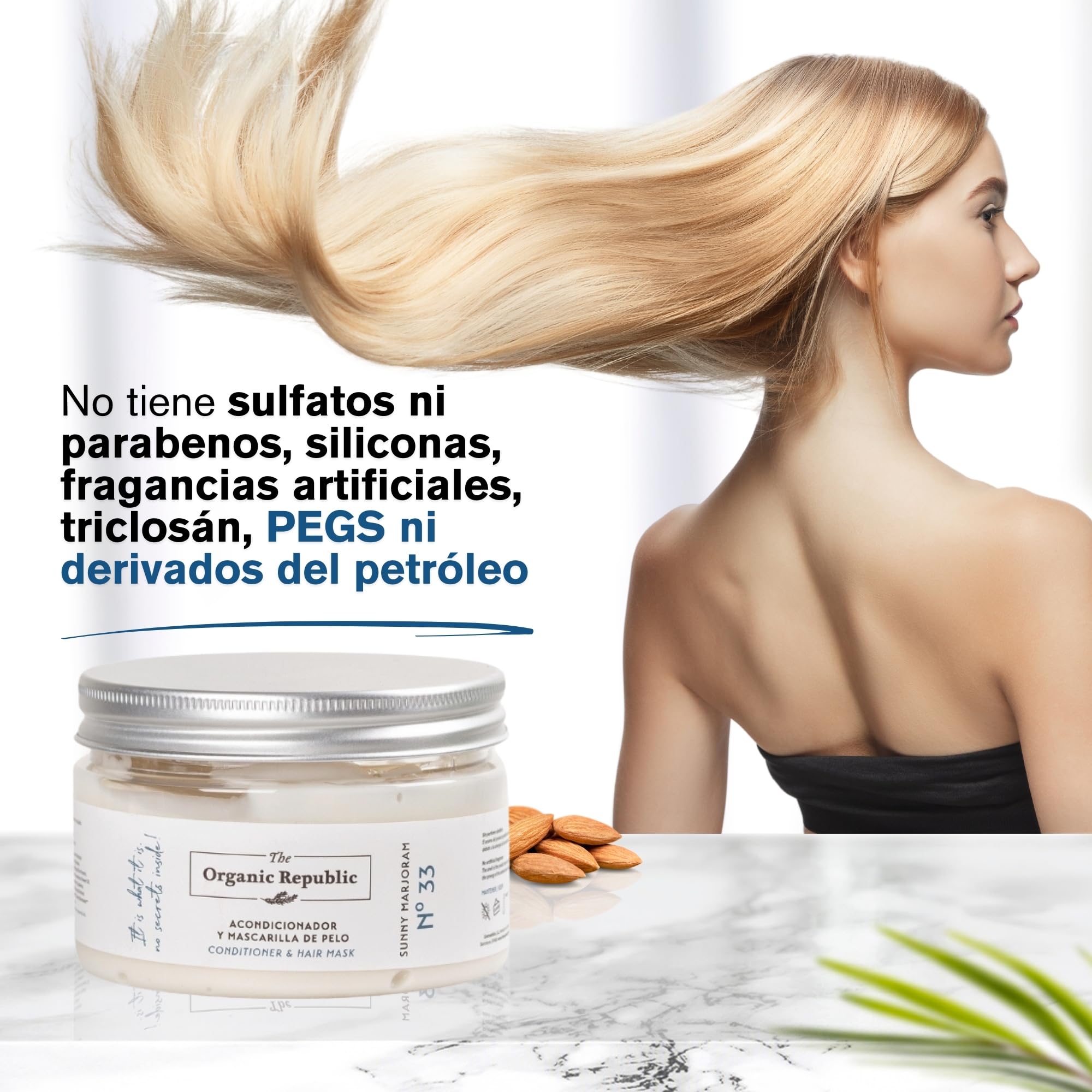 Mascarilla Capilar y Acondicionador Natural, Mascarilla para Pelo Seco Sin Siliconas, Sulfatos ni Parabenos, Nutre en Profundidad y Combate el Encrespamiento, 250ml