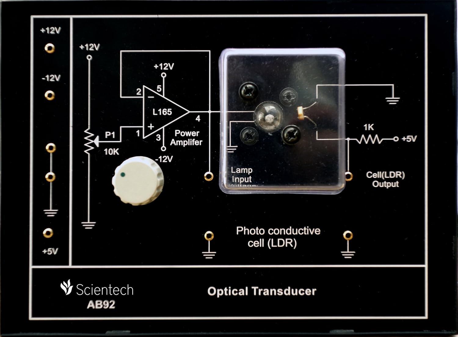 AB92 Optical Transducer (Photo Conductive Cell/LDR) Experiment Board