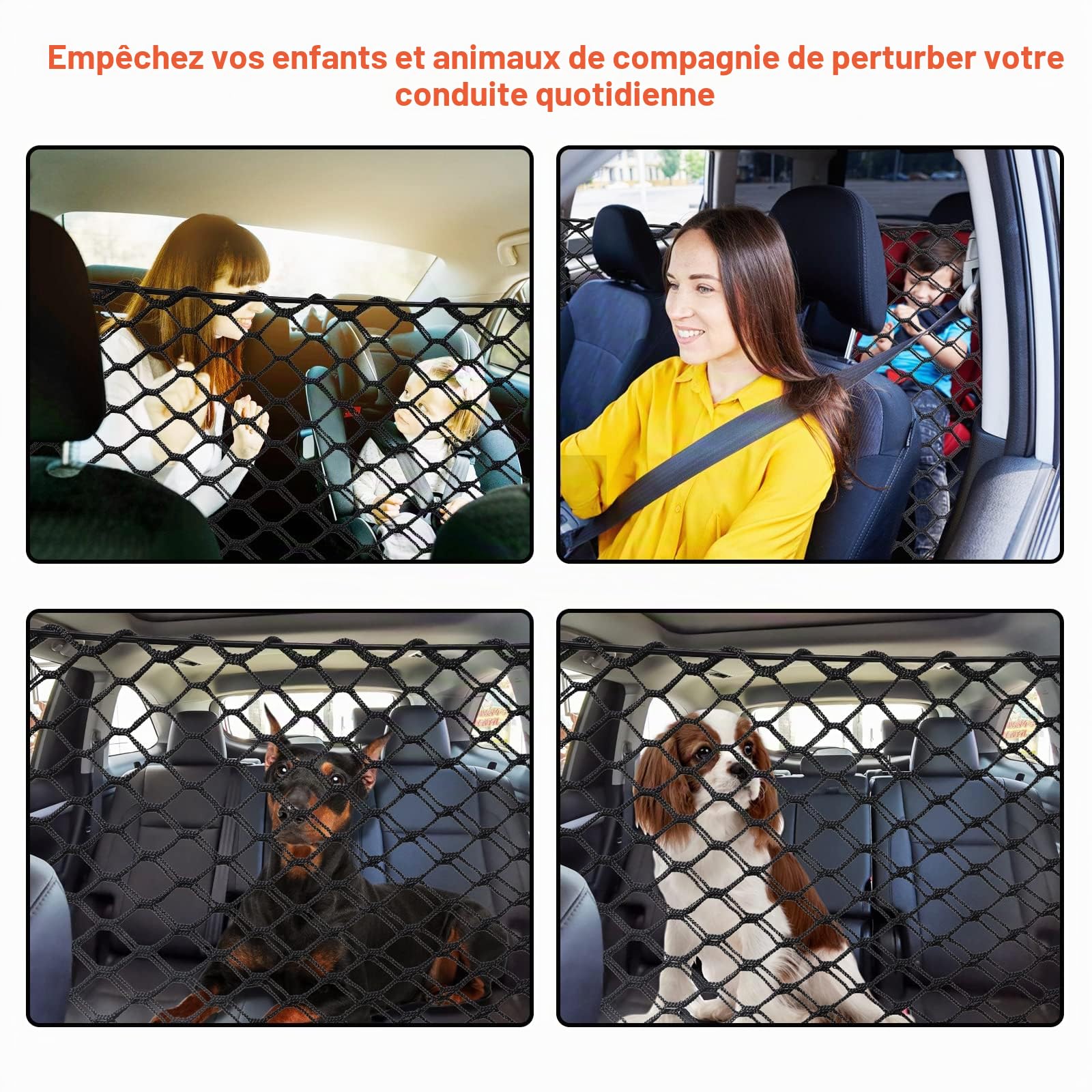 Couche Double Filet Coffre Voiture, Animaux Portable pour Chien, Universelle pour Voiture Séparation pour Chien Chat Filet,120x85cm