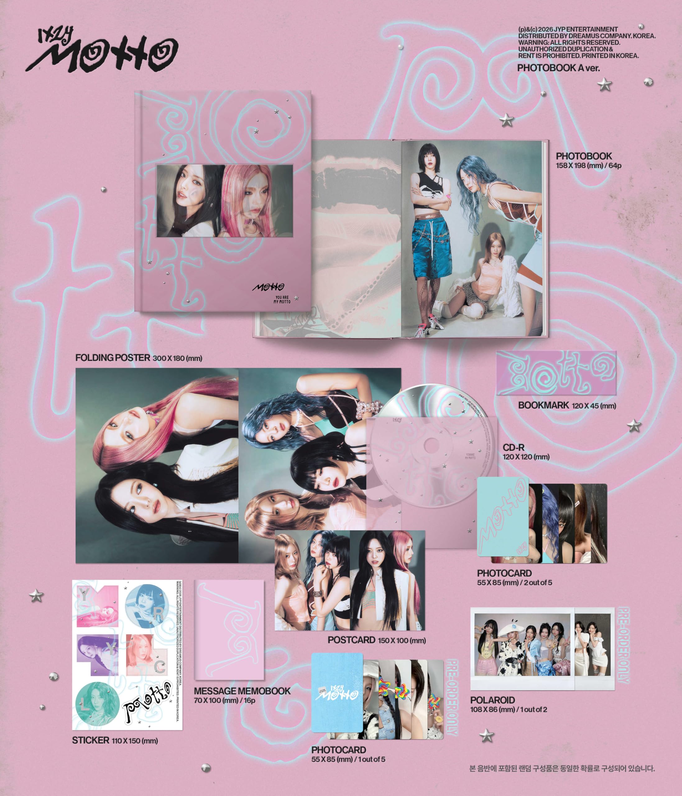 ITZY Album - Motto A + B + C (3 types) FULL SET PHOTOBOOK Ver.+Pre Order Benefits+BolsVos Exclusive Idol-Inspired Giveaways Package
