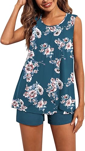 Miniatura 4 de Ekouaer Conjunto de pijama de lactancia para mujer, ropa de dormir de doble capa, sin mangas, top y pantalones cortos, pijamas de embarazo