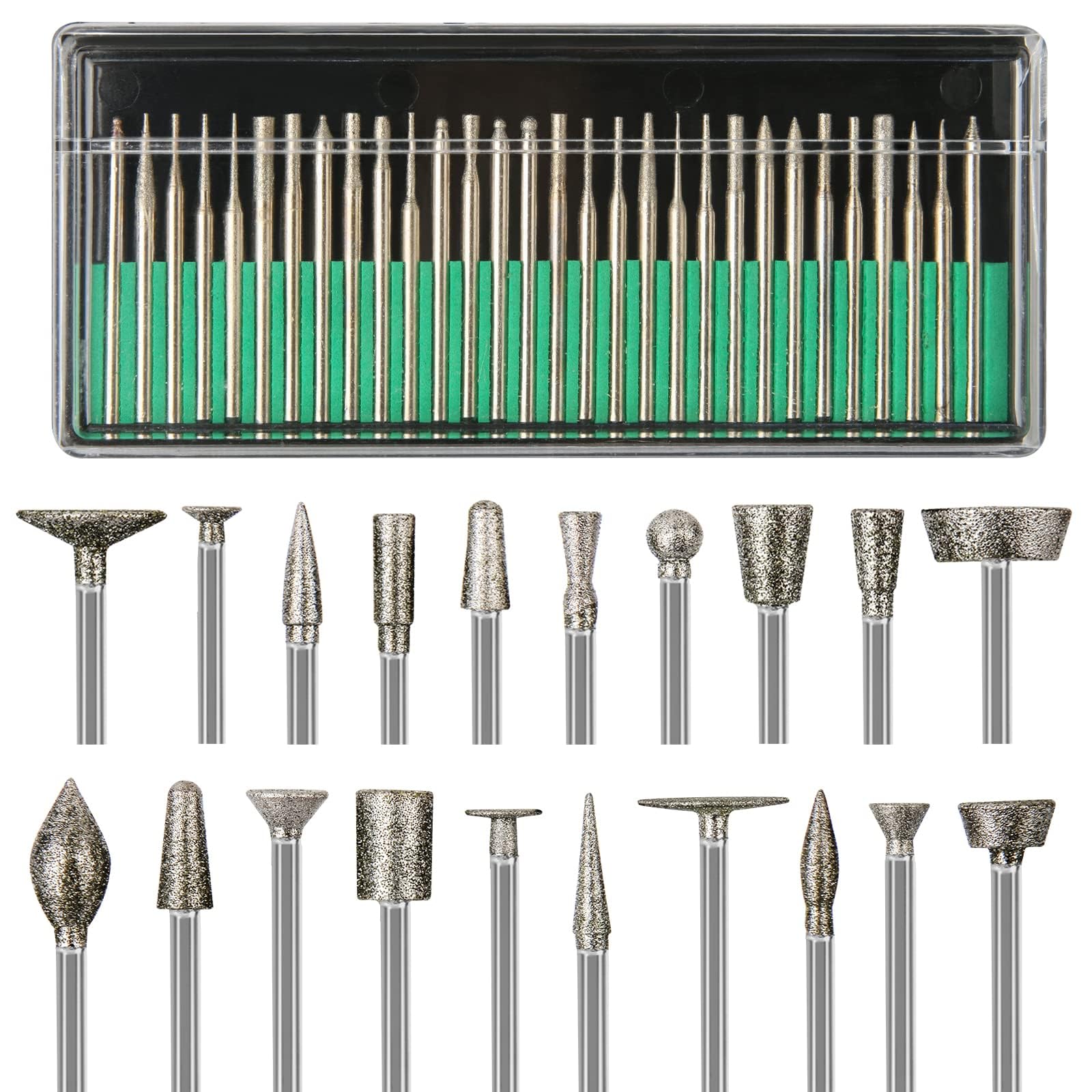 50Pcs 120Grit Diamond Burr Bits for Dremel Bits with 1/8" Shank for Stone — Amazon image 6