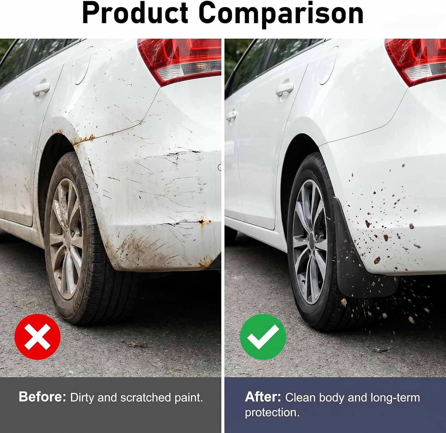 4 PCS Car Mud Flaps, Thickened Flexible Splash Guards, Scratch-resistant Waterproof Front Rear Mudflaps Protection, Universal Exterior Accessories for Most Sedan Cars (Black)