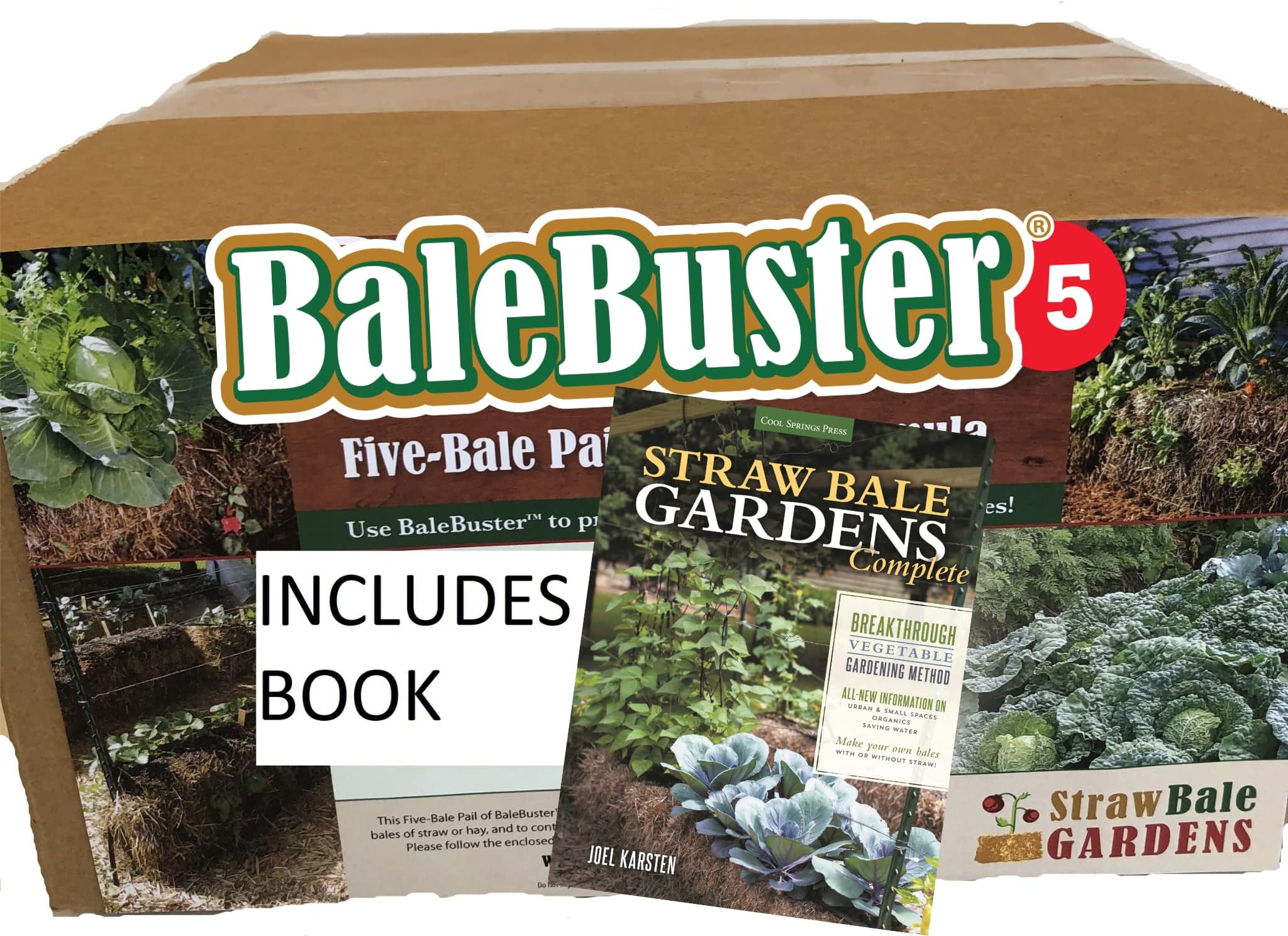 Straw Bale Gardening Starter Kit Includes Instructional Book by Karsten and BaleBuster 5 Organic SBG Preparation Mix formulated