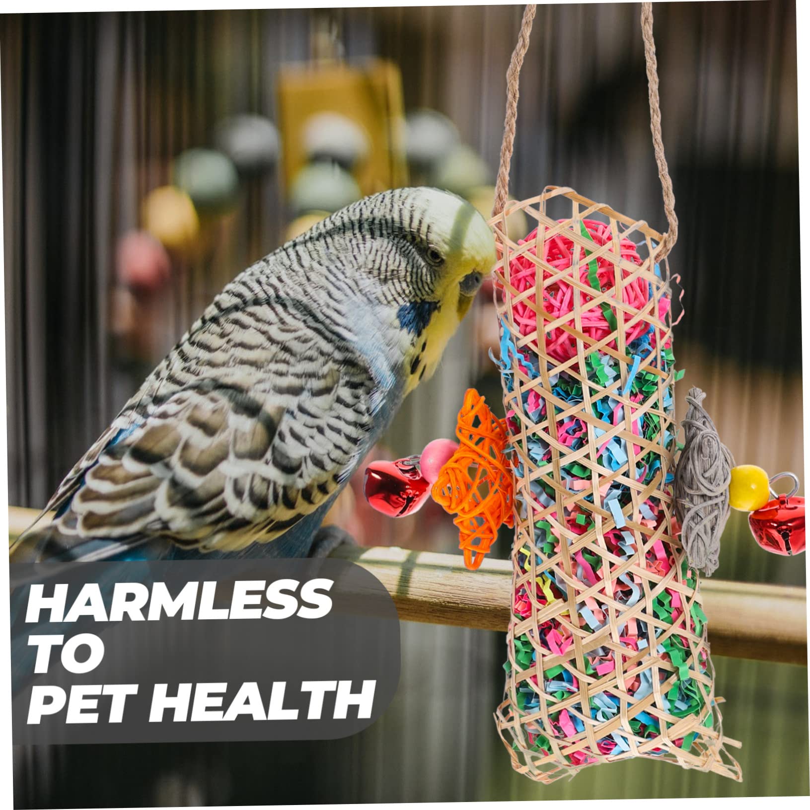 Mipcase 6pièces Jouet Suspendu pour Oiseaux avec Cloche Jouet à Mâcher pour Perroquets Et Oiseaux Accessoire De Cage Et Décoratif