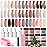 AZUREBEAUTY 31 Pcs Dip Powder Nail Kit 20 Colors Glitter Nude Brown Pink White Gray Dip Powder Liquid Set with Top/Base Coat Activator for French Nails Art Manicure DIY Salon Women Valentine\'s Gift