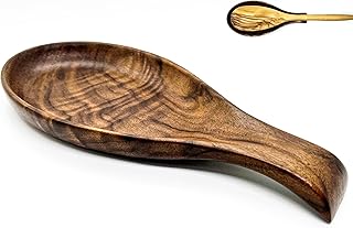 Kityemo Walnut Wooden Spoon Rest Cooking Spoon Holder Organizer Heat-Resistant Wood Utensil Rest, Spoon Holder for Stove Top, Kitchen Utensil Holder for Ladles, Turner, Brush, Spatula& More