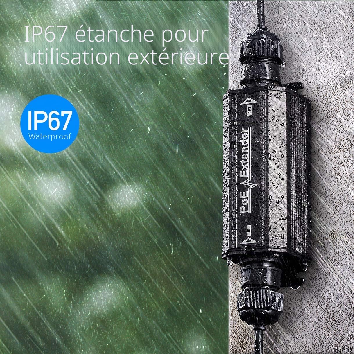 Cudy POE15 Gigabit Outdoor Étanche IP67 PoE+ Extender, 1000Mbps, Répéteur PoE, Amplificateur PoE, Montage Mural, IEEE 802.3at/AF