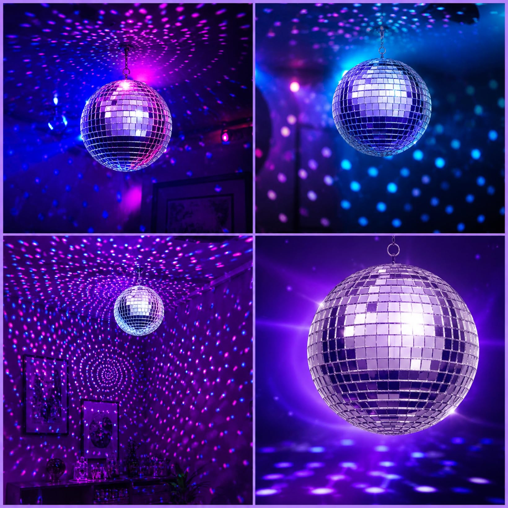 Discokugel mit Motor und Licht, Spiegelkugel mit Rotierender Motor und Fernbedienung mit 6 Tasten, 15cm Discokugel mit 4 Bunten Lichtern-18 LED-Perlen für Party-Dekoration Band Bar