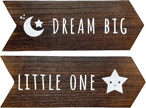 Miniatura 9 de Letrero Dream Big Little One  2 piezas de decoración de pared para cuarto de bebé, decoración de habitación de bebé, decoración de habitación de