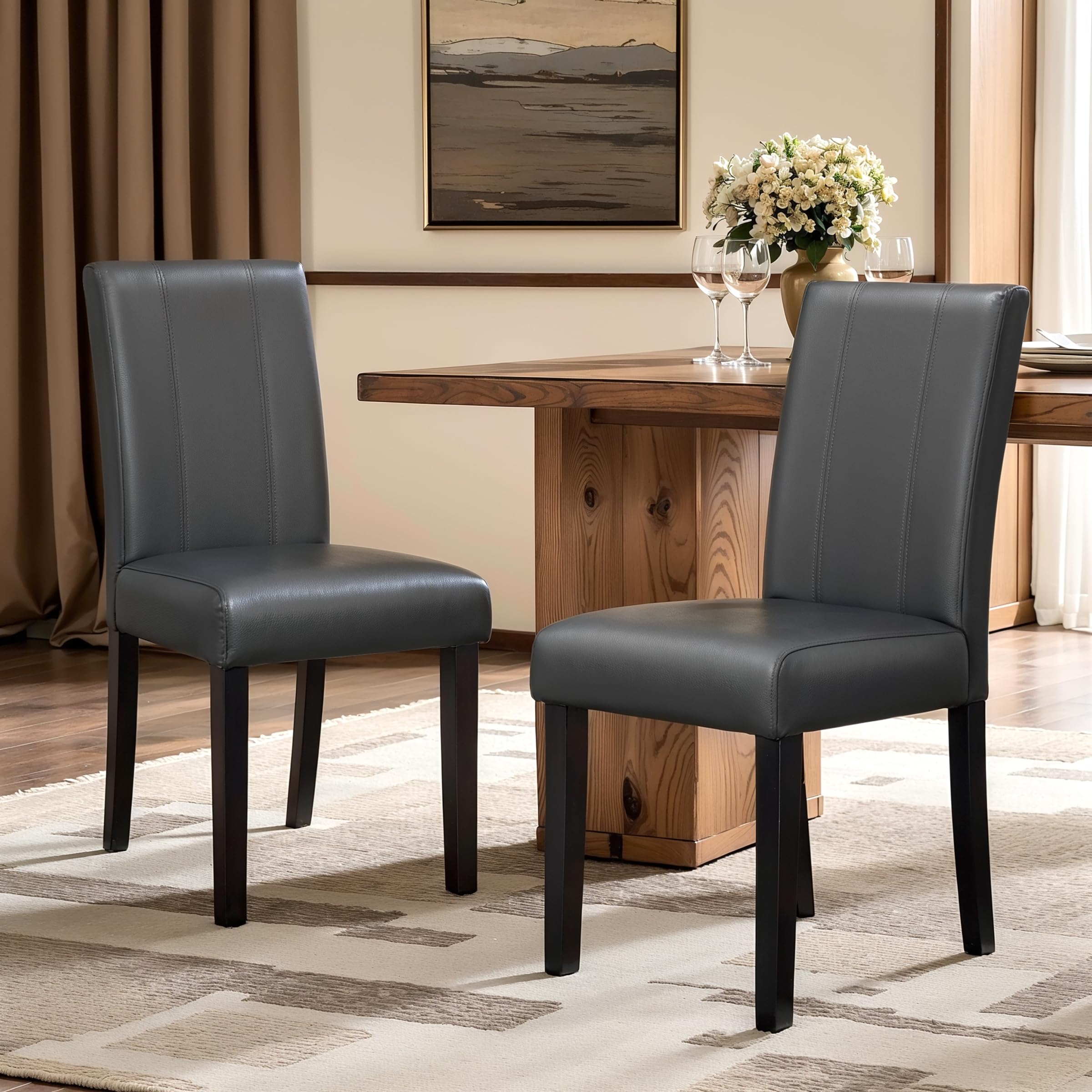 CHUN YI Faux Leather Dining Chair Set of 2