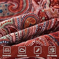 Vista 49 de DJY Juego de edredón de cachemira marrón, tamaño Queen, juego de colcha bohemia de 3 piezas, ropa de cama de microfibra suave y ligera con estampado