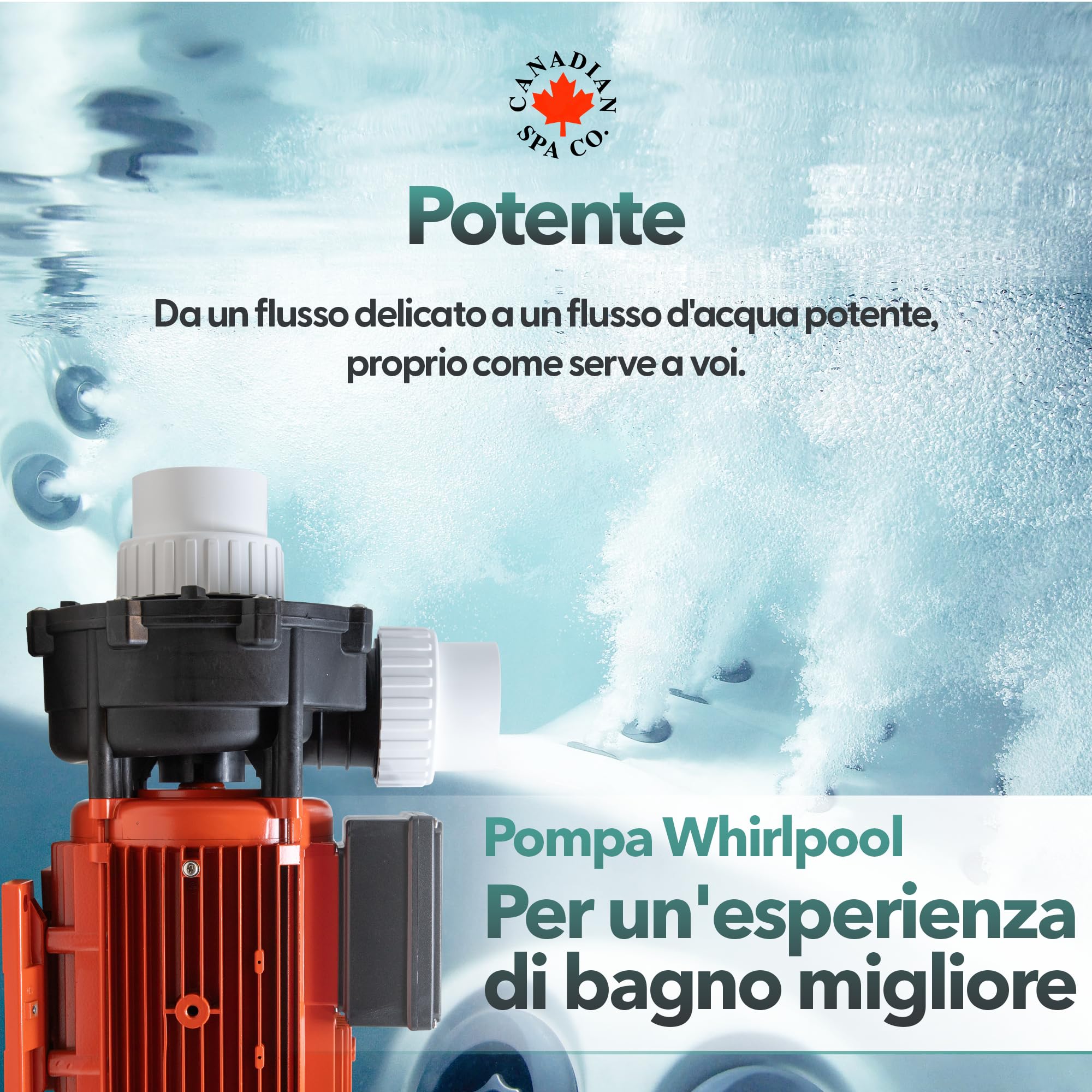 CANADIAN SPA CO. Pompa per massaggio 'Big Red' 5PS WP500-I, pompa per piscina a 1 stadio, attacco da 2,5 a 2,5 pollici, max. 1120 litri al minuto, idromassaggio