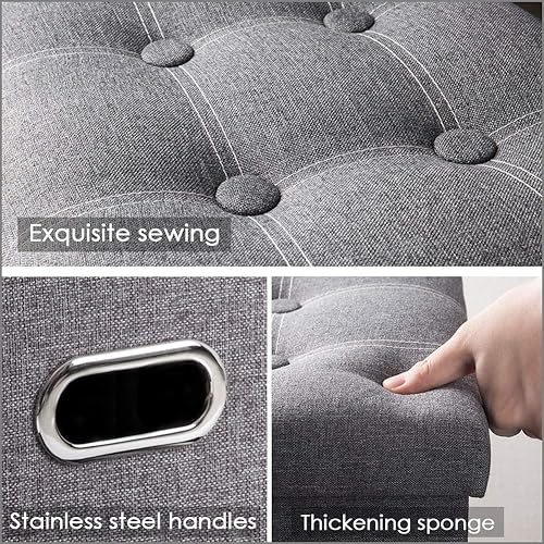 Miniatura 49 de PRANDOM Otomana con almacenamiento [1 unidad] Taburete cuadrado pequeño de terciopelo plegable con tapa para sala de estar, dormitorio, mesa de