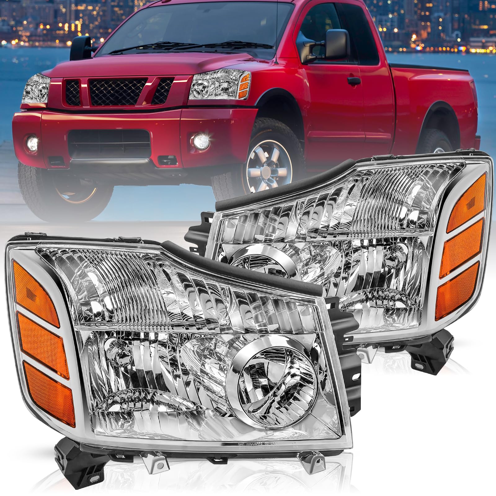 Bingbingmotor BRYGHT Headlight Assembly Compatible with 2004 - 2015 Nissan Titan / 2005 - 2007 Armada