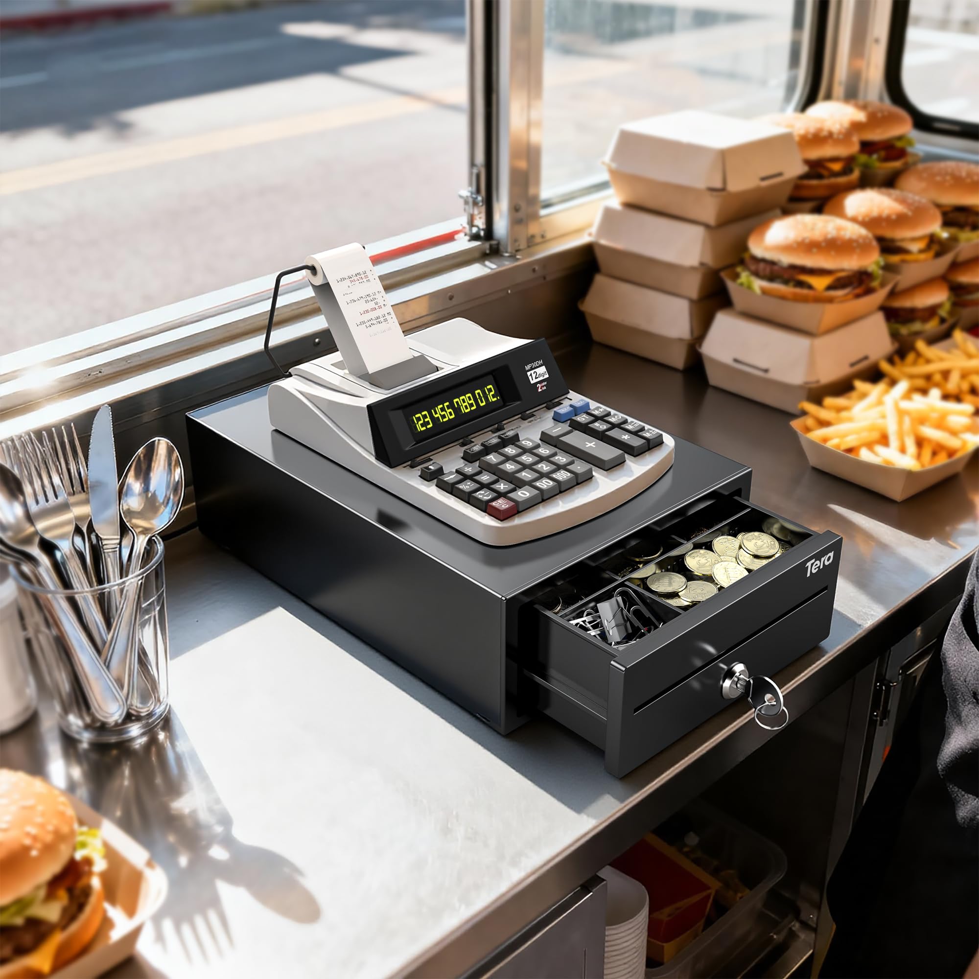 Image secondaire de Tiroir Caisse Métallique Réglable Tera avec Compartiments pour Billets et Monnaie