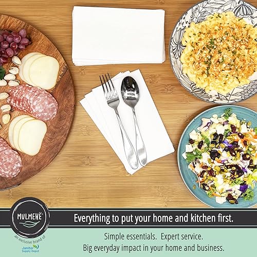 Miniatura 3 de MULMEHË Servilleta de cena prémium de 2 capas de 18 pliegues para restaurantes, catering, hogar y eventos, 15 x 16 pulgadas, color blanco, paquete