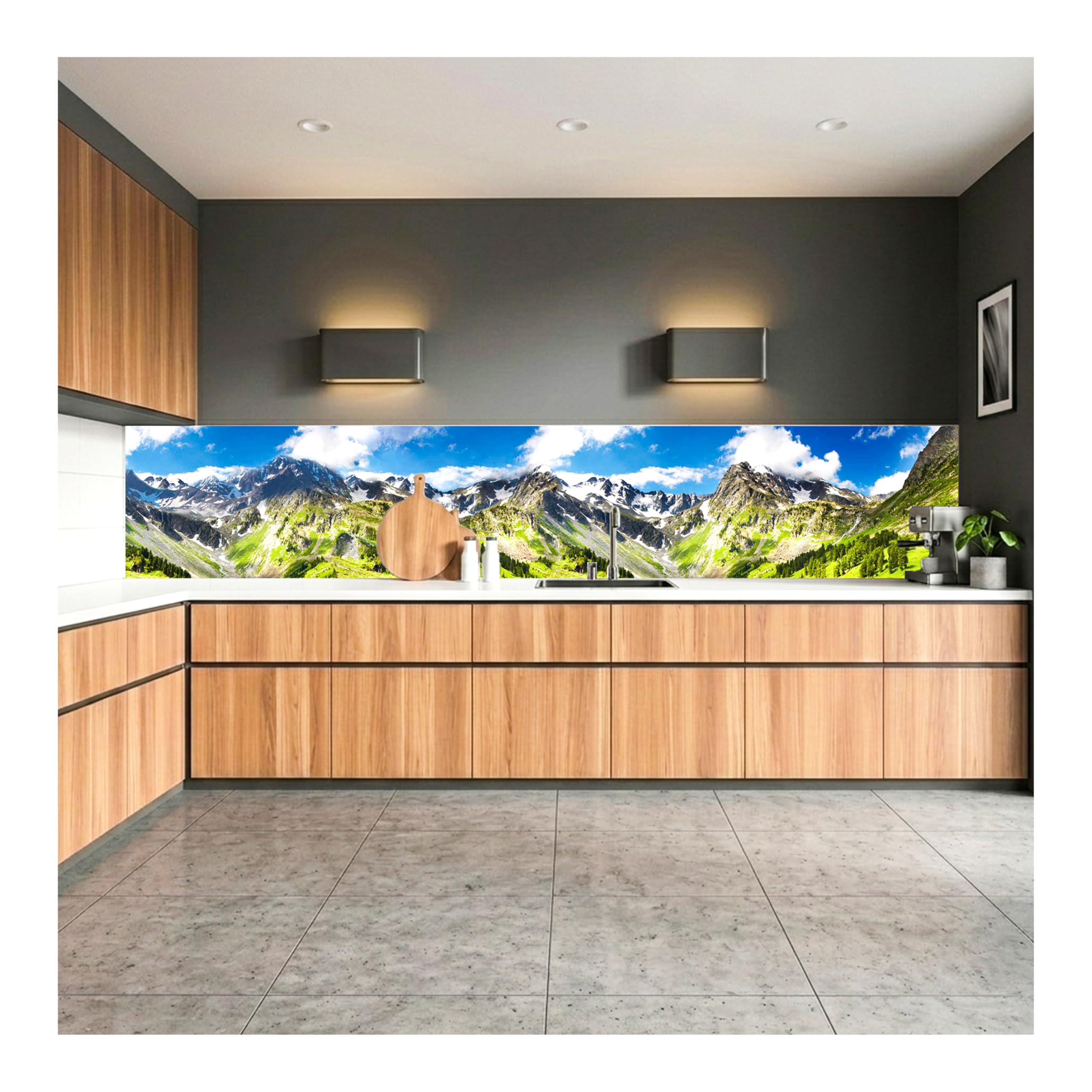 Dimex Küchenrückwand Folie Selbstklebend Berge 420 x 60 cm | Klebefolie - Dekofolie - Spritzschutz für Küche | Made in EU